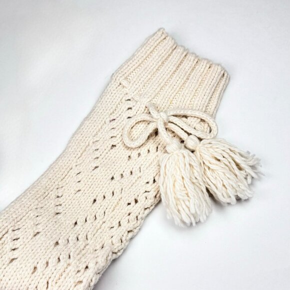 Y2K Victorias Secret Pink Sweater Knee High Socks Slippers Sz 9 Cream Tass - Picture 4 of 8